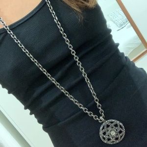 Black and crystal pendant necklace
